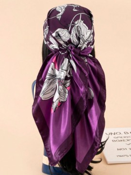 Purple Floral Print Scarf/Bandana